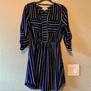 Navy blue and white stripe dress